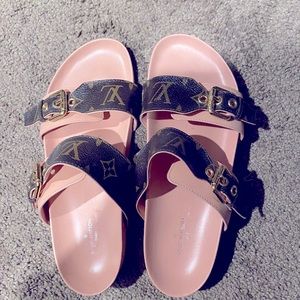 Elegant Pink and Brown Designer Sandals